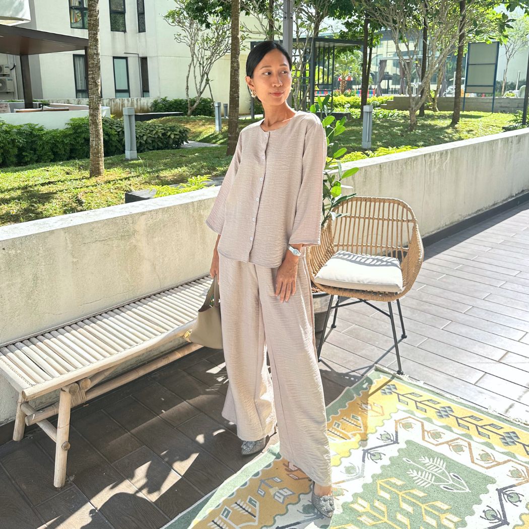 JANAD BLOUSE SET RUSMI - OAT LATTE