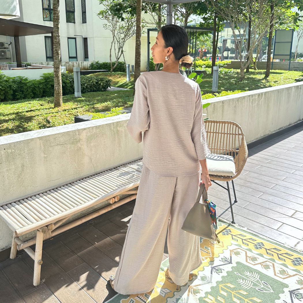 JANAD BLOUSE SET RUSMI - OAT LATTE