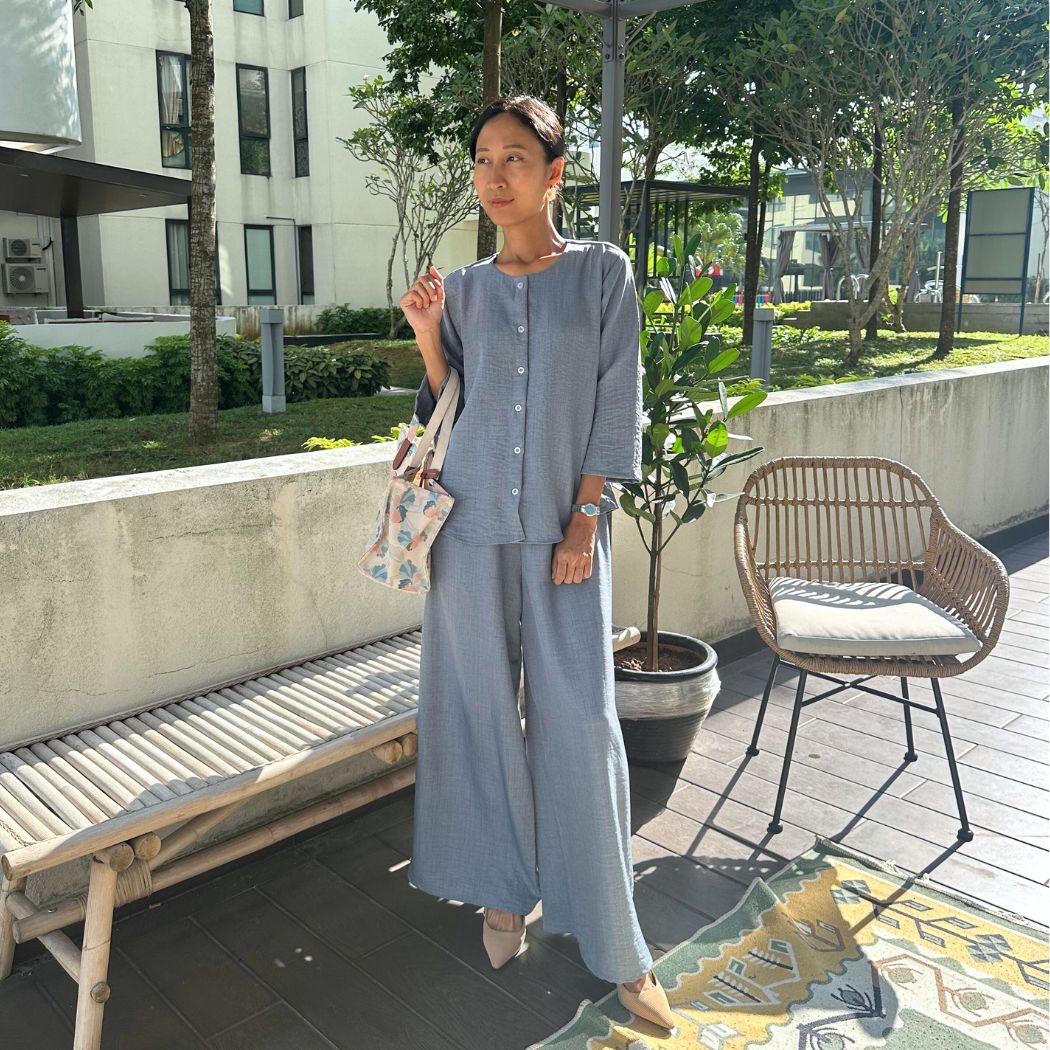 JANAD BLOUSE SET RUSMI - DENIM